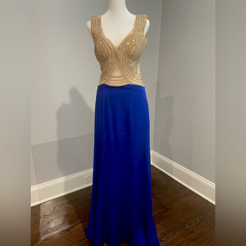 Castle couture rhinestones mesh back dress